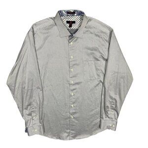 Egara Dress Shirt Non-Iron Slim Fit Long Sleeve Paisley Cuffs Striped 3XLT